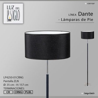Lampara de pie con pantalla cromo-negro Luz del Siglo