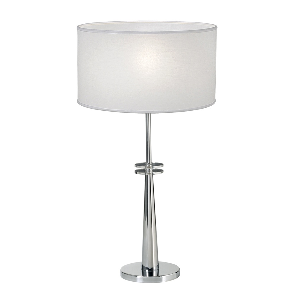 Velador acrilico c/pantalla Cilindrica Lienzo blanco cromo Luz del Siglo
