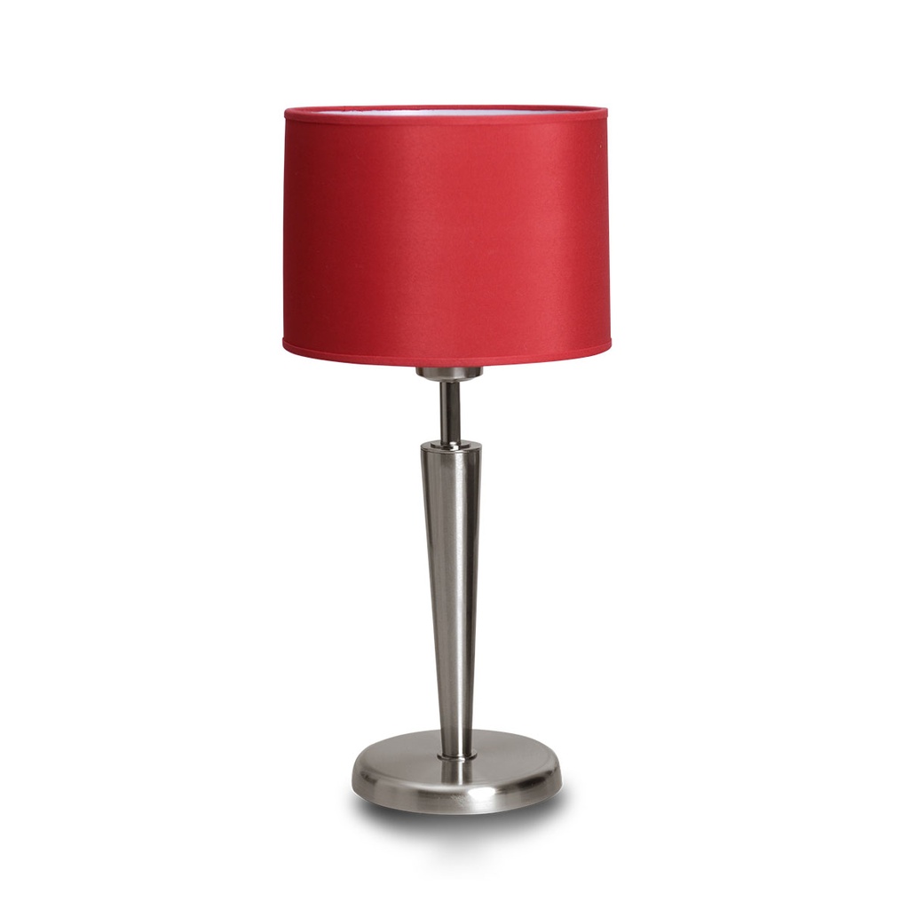 Velador deco c/pant Cilindrica Lienzo blanco acero Luz del Siglo