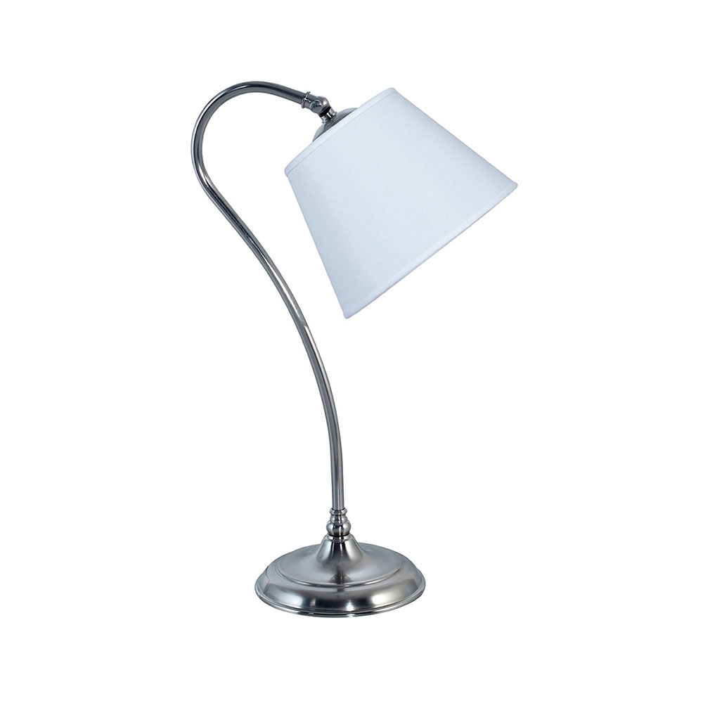 Lampara de mesa S acero c/pant Conica Lienzo Blanco Luz del Siglo