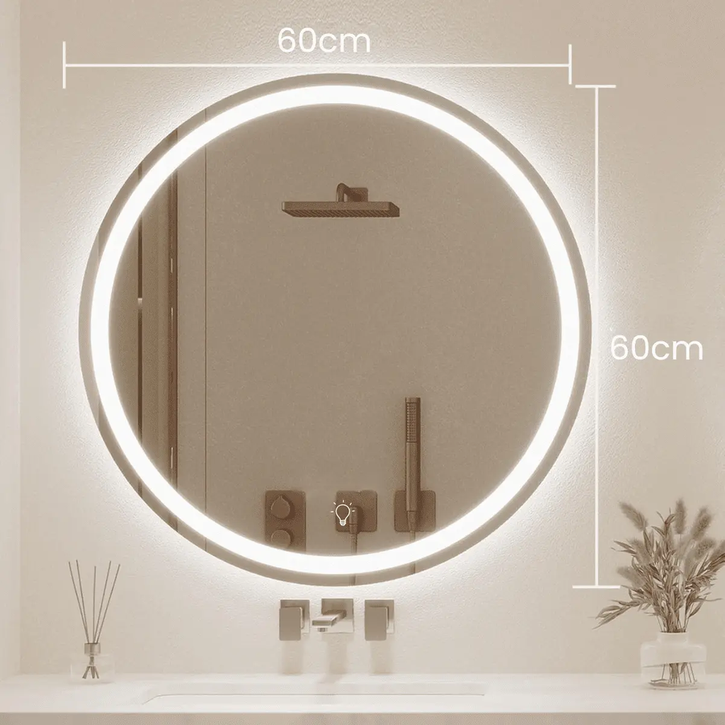 Espejo led antiempañe 60Cm Luz Cálida