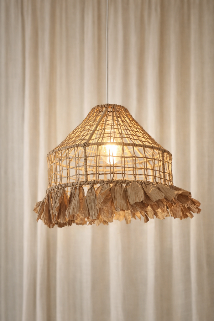 Colgante artesanal c/flecos 28 x 40 cm Luz Calida