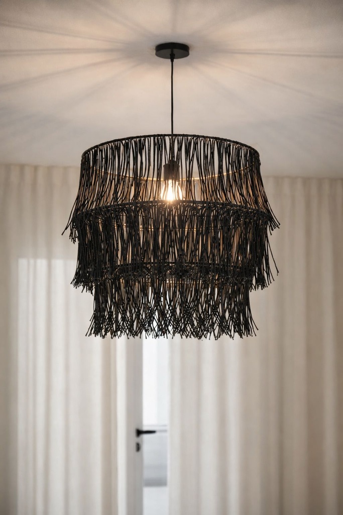 Colgante artesanal flecos 50 x 40 cm Luz Calida