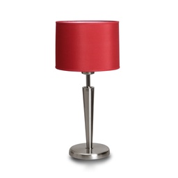 [VE3401-01ZLB-56-acero] Velador deco c/pant Cilindrica Lienzo blanco acero Luz del Siglo