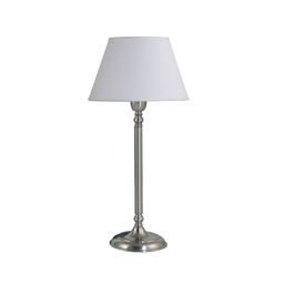 [VE0140-01YLB-56-acero] Velador Katya acero c/pant Conica Lienzo Blanco Luz del Siglo