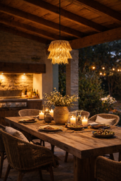 Colgante artesanal flecos 50 x 40 cm Luz Calida