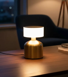 Velador 3 Tonos Luz Tactil Dimelizable Metal Recargable Aura