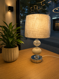 [v29-218] Velador bochas urbana vidrio y porcelana con pantalla AG