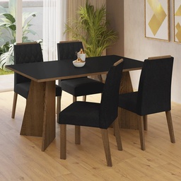 Juego comedor mesa 160mm con 4 sillas tapizadas Aura