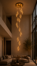 [d0166-13-63] Colgante strass 100w altura max 3mts led 300k dorado Alom
