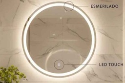 [espejoesmerilado-63] Espejo esmerilado luz led 3 tonos 50cm Luz Calida